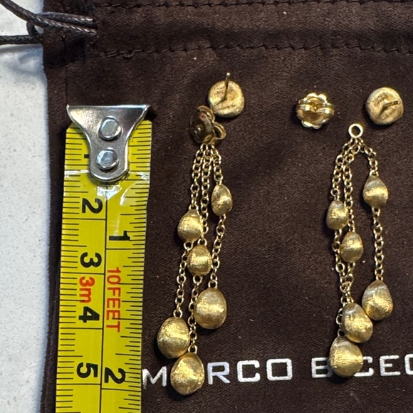 Authentic Marco Bicego Gold studs with Chain Drop Earrings - Picture 5 of 5